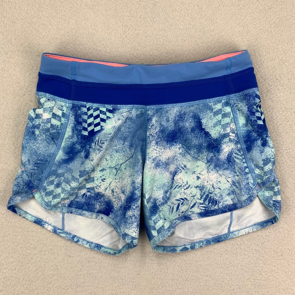 Ivivva‎ by Lululemon Athletic Shorts Girls 10 Blue Lined Checkered Running Gym